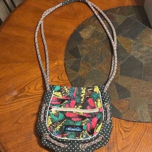 Kavu Crossbody Bag with Tropical Black and Red Design